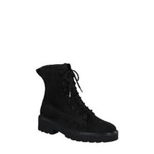 Paul Green Women's Jackson Black Suede Lug Sole Combat Boots Size 9 1/2